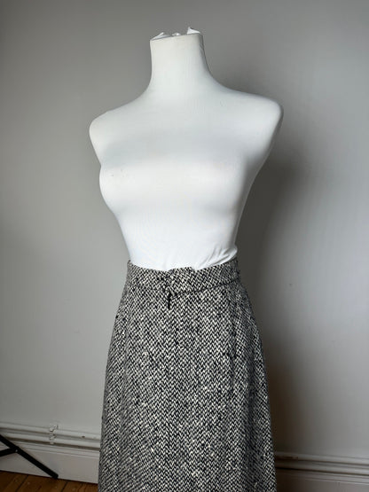 Vintage Balenciaga Wool Skirt Grey Black M
