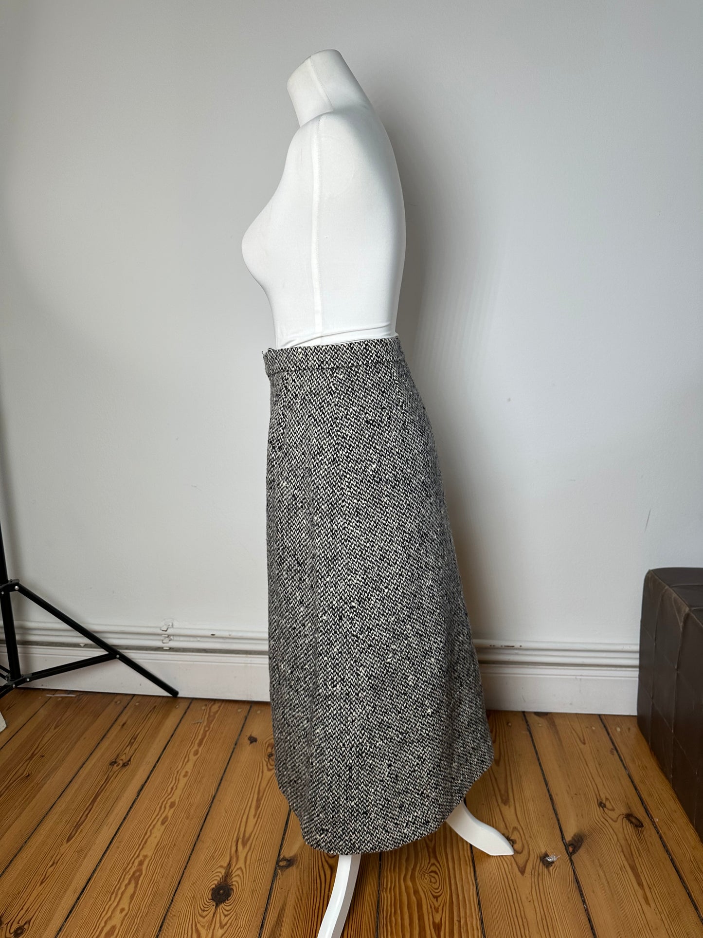 Vintage Balenciaga Wool Skirt Grey Black M