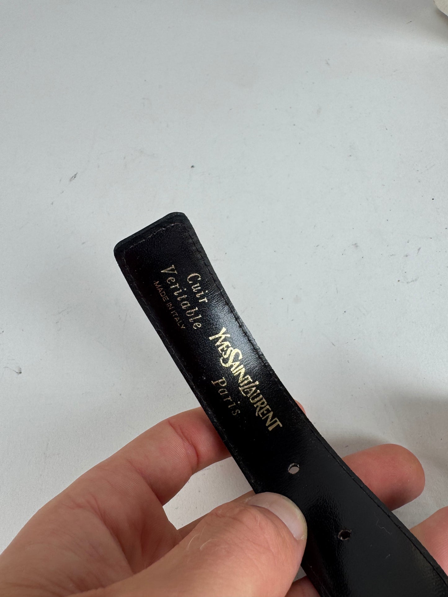 Vintage Yves Saint Laurent Leather Belt black New