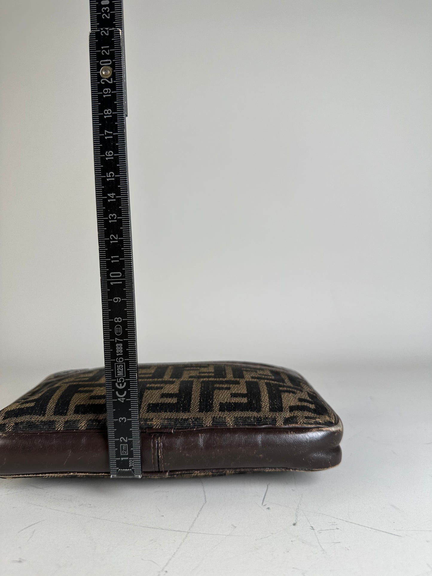 Vintage Fendi FF Monogram Canvas Pouch Beige Black