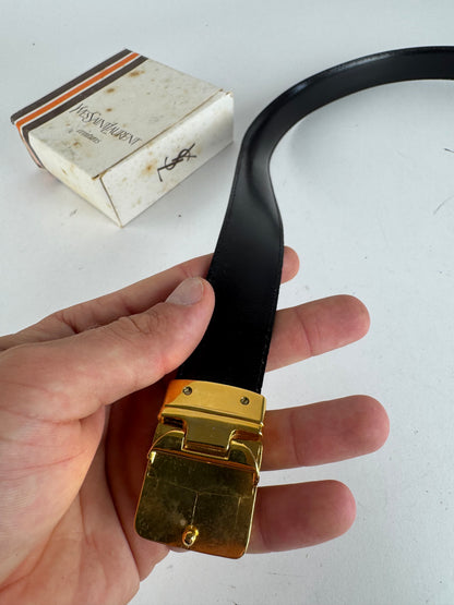 Vintage Yves Saint Laurent Leather Belt black New