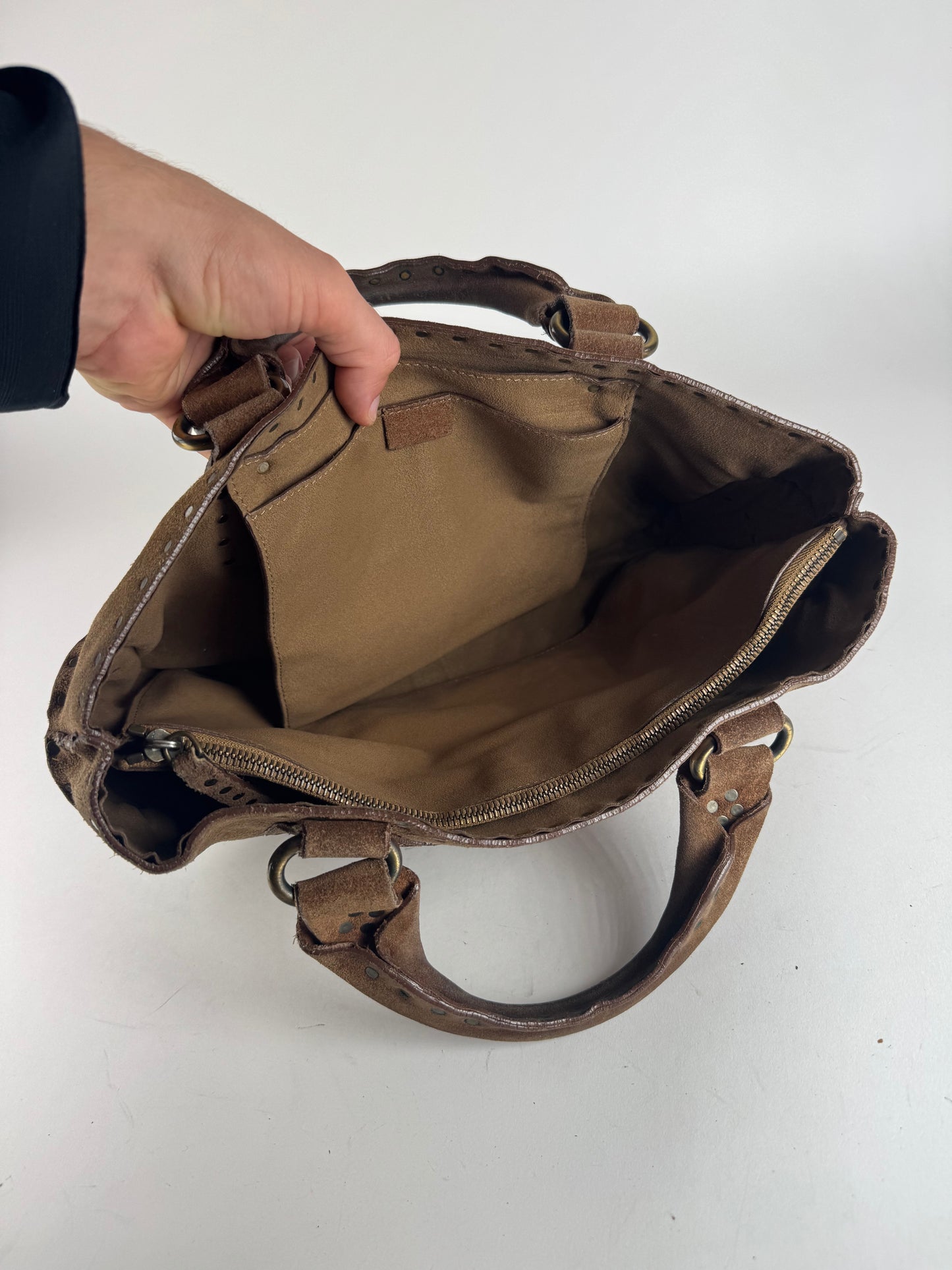 Sac Boogie clouté en daim vintage Celine Paris marron