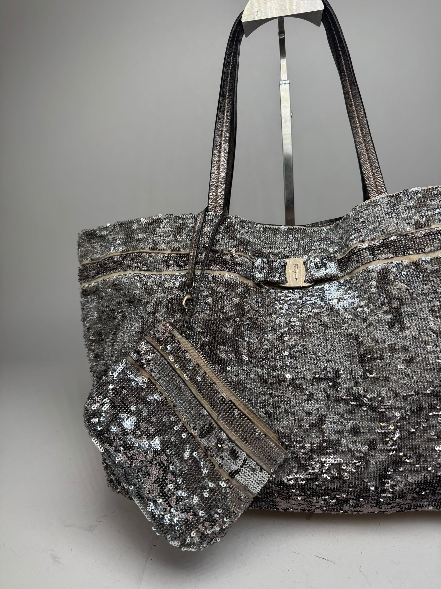 Vintage Salvatore Ferragamo Tote Bag Silver