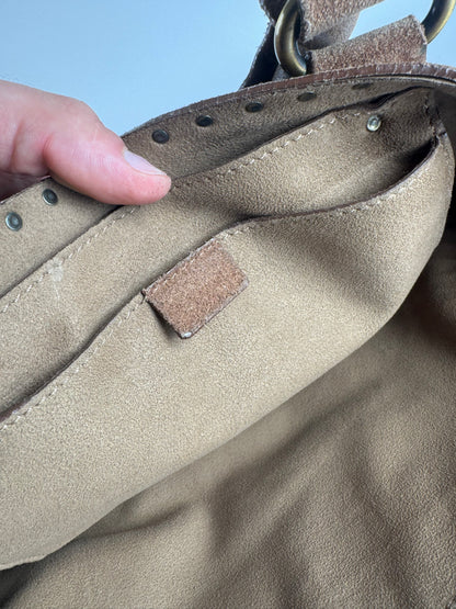 Sac Boogie clouté en daim vintage Celine Paris marron