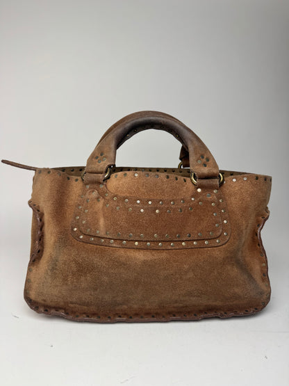 Sac Boogie clouté en daim vintage Celine Paris marron