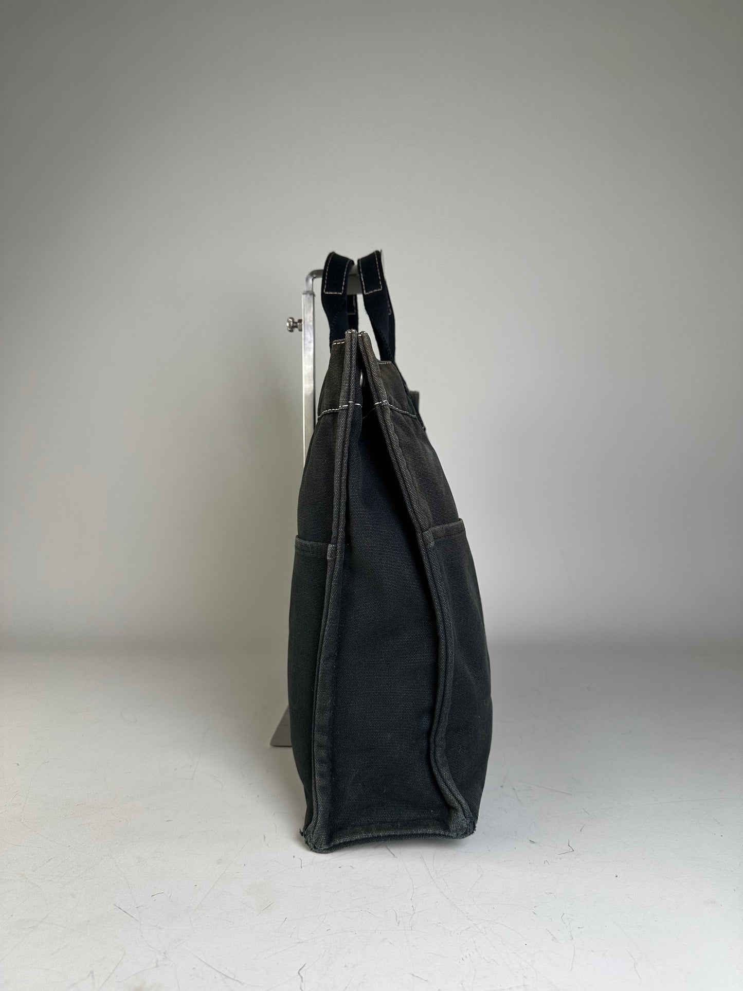 Vintage Hermes Canvas Tote Black Silver