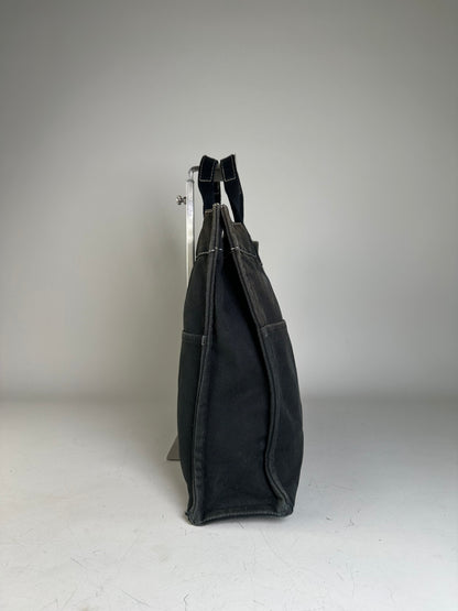 Vintage Hermes Canvas Tote Black Silver