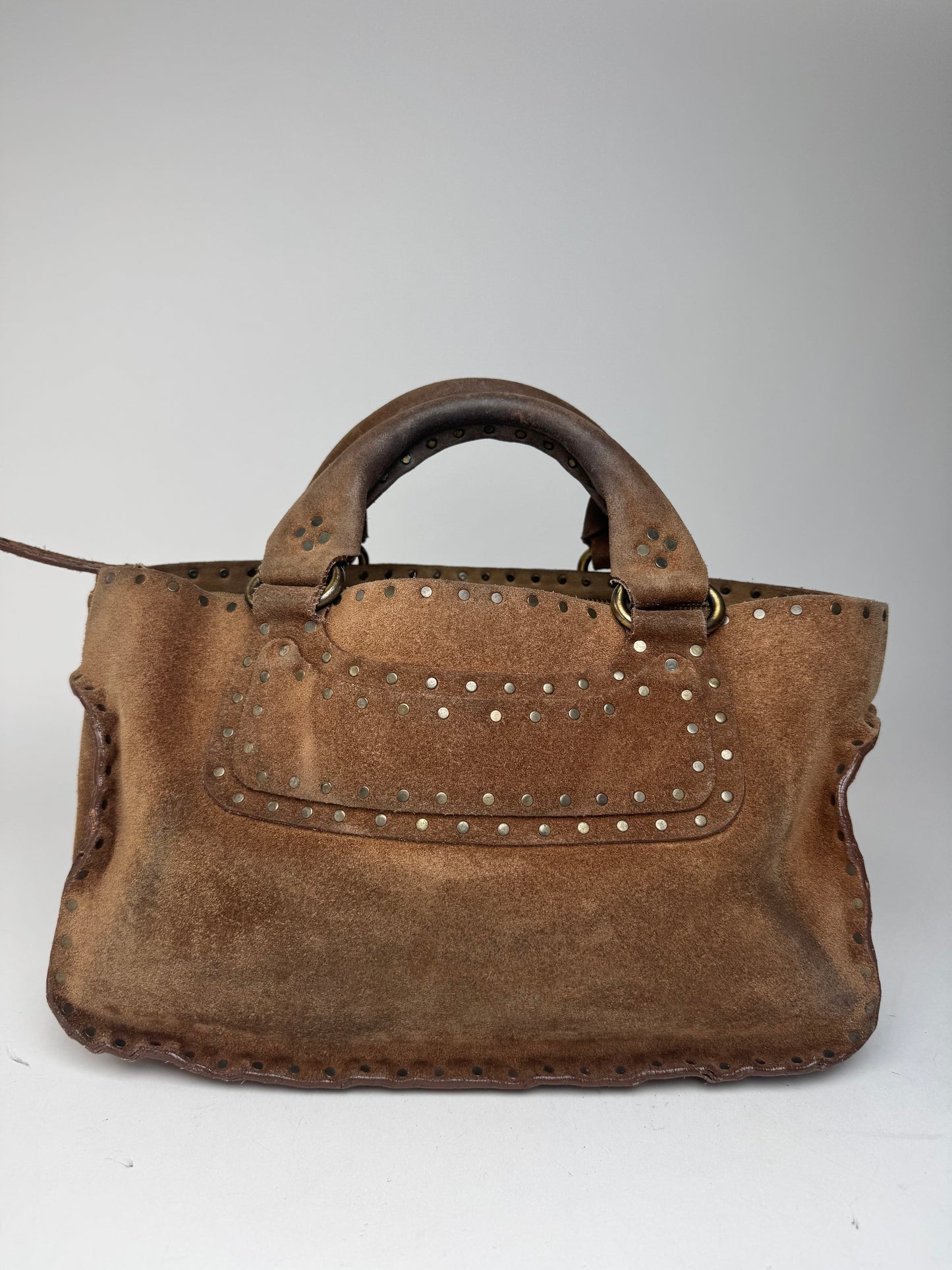 Sac Boogie clouté en daim vintage Celine Paris marron
