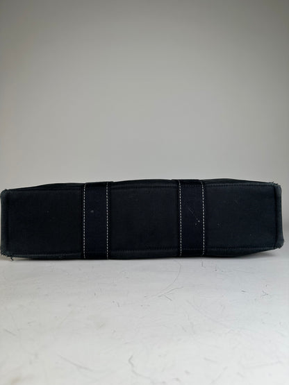 Vintage Hermes Canvas Tote Black Silver