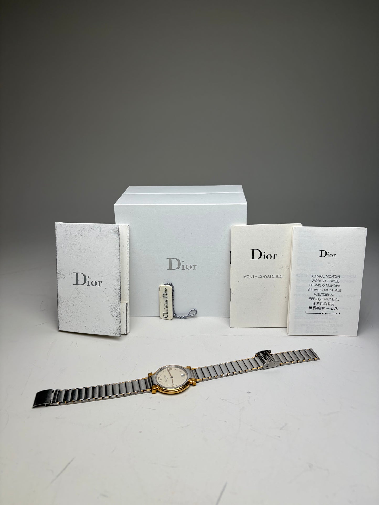 Vintage Dior Stainless Steel Bracelet Watch Silver Gold
