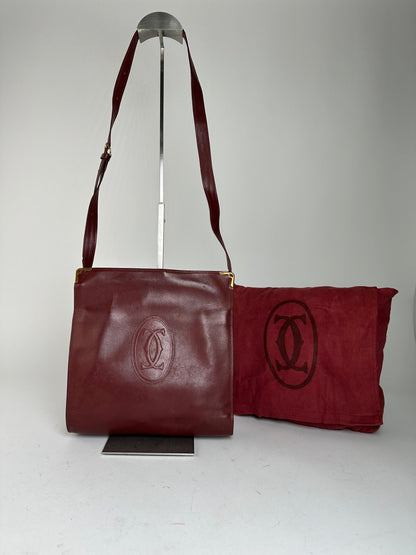Vintage Cartier Must de Cartier Shoulder Bag Leather Bordeaux