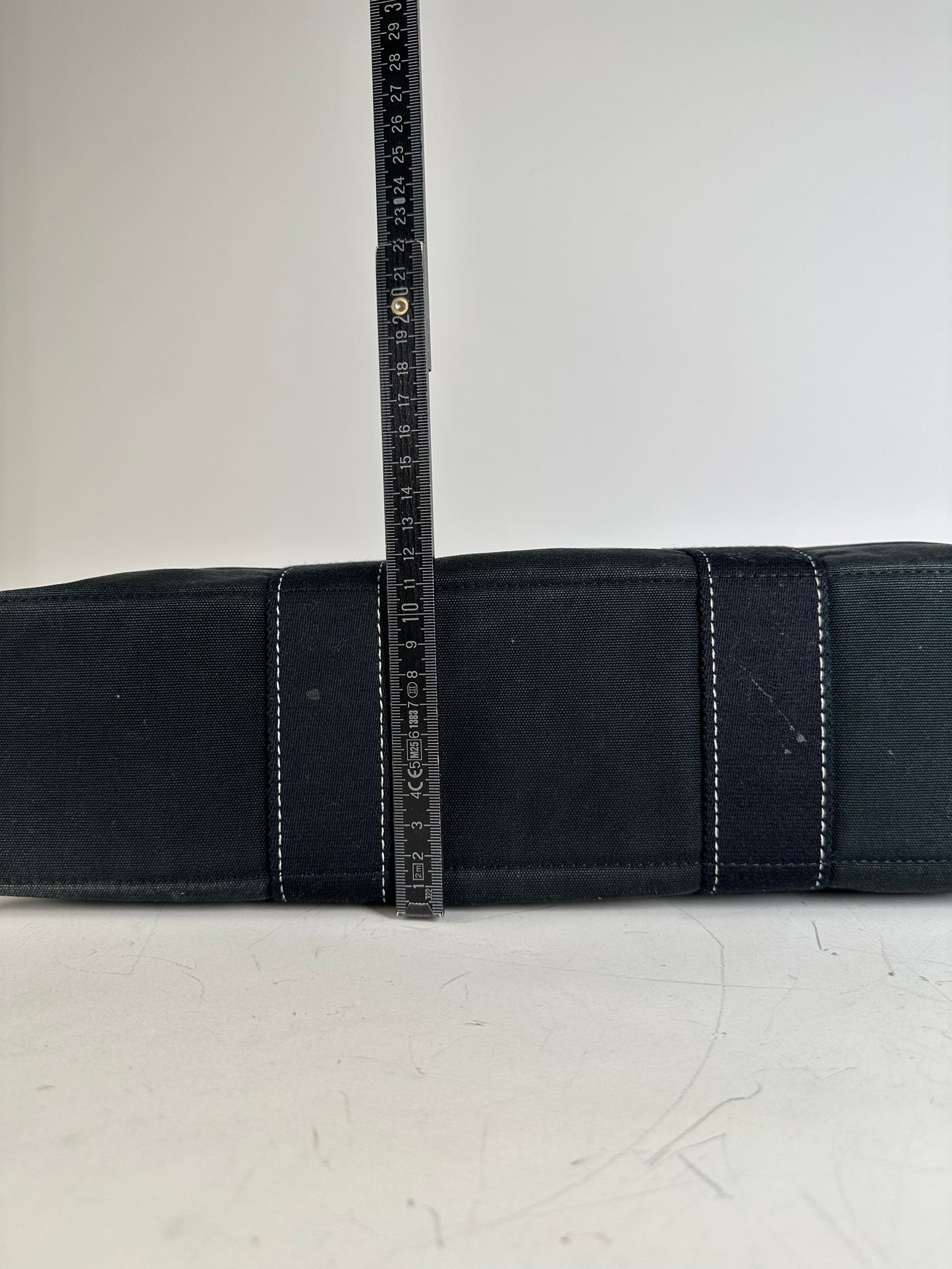 Vintage Hermes Canvas Tote Black Silver