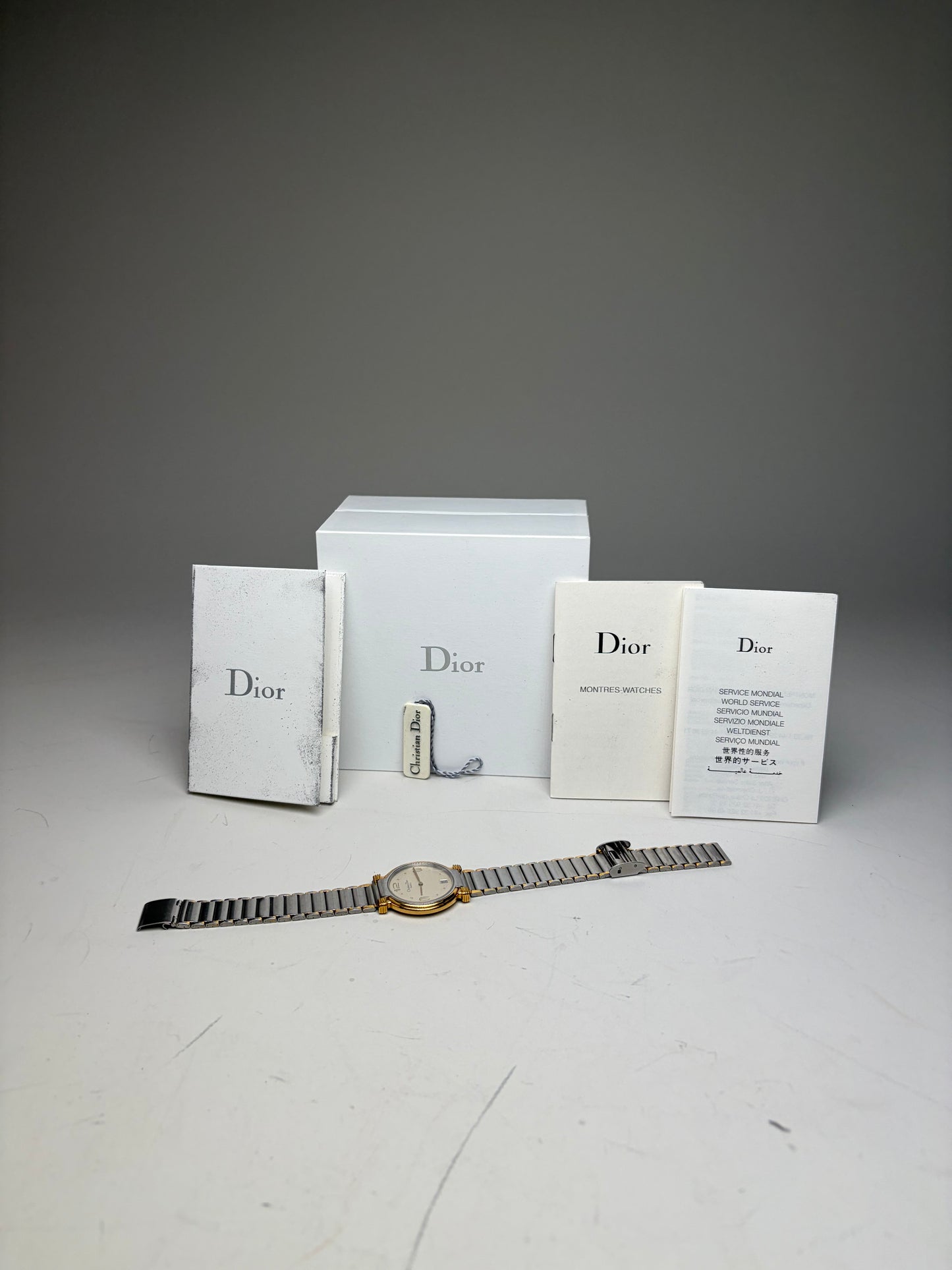 Vintage Dior Stainless Steel Bracelet Watch Silver Gold