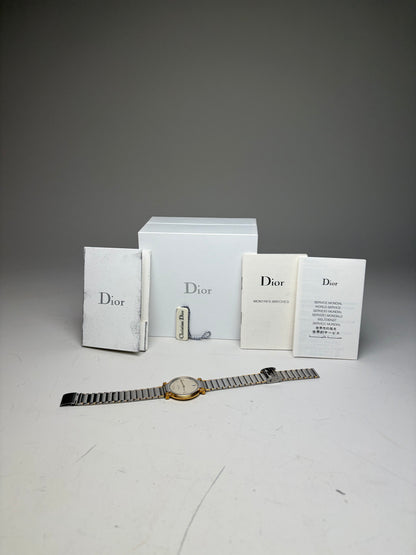 Vintage Dior Stainless Steel Bracelet Watch Silver Gold