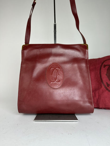 Vintage Cartier Must de Cartier Shoulder Bag Leather Bordeaux