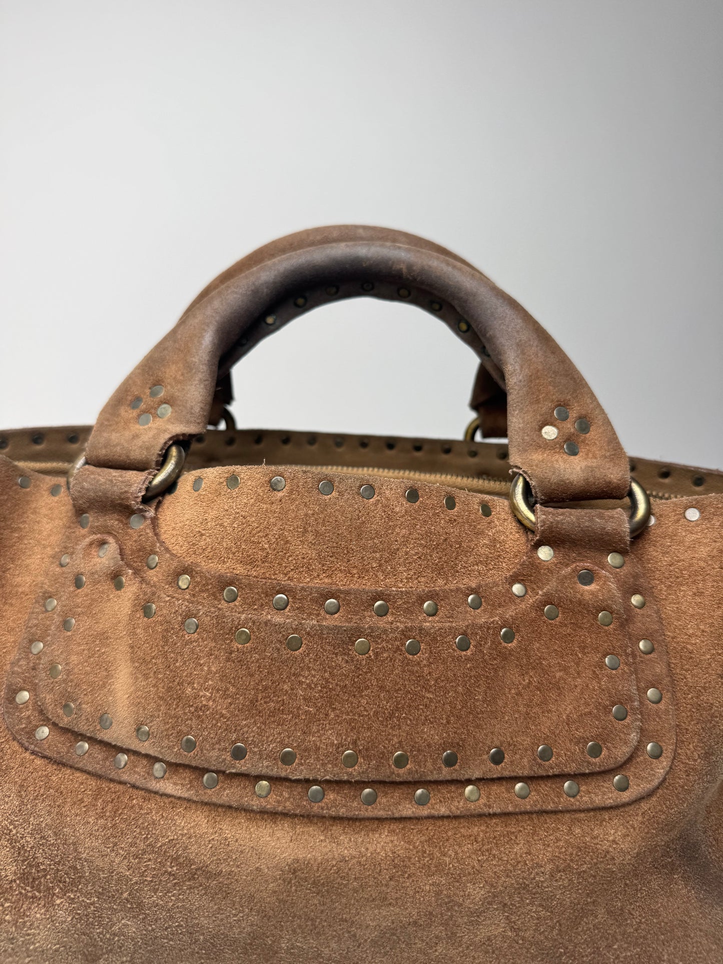 Sac Boogie clouté en daim vintage Celine Paris marron