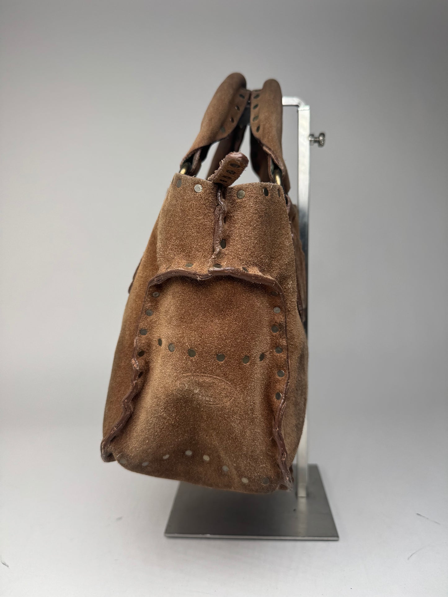 Sac Boogie clouté en daim vintage Celine Paris marron