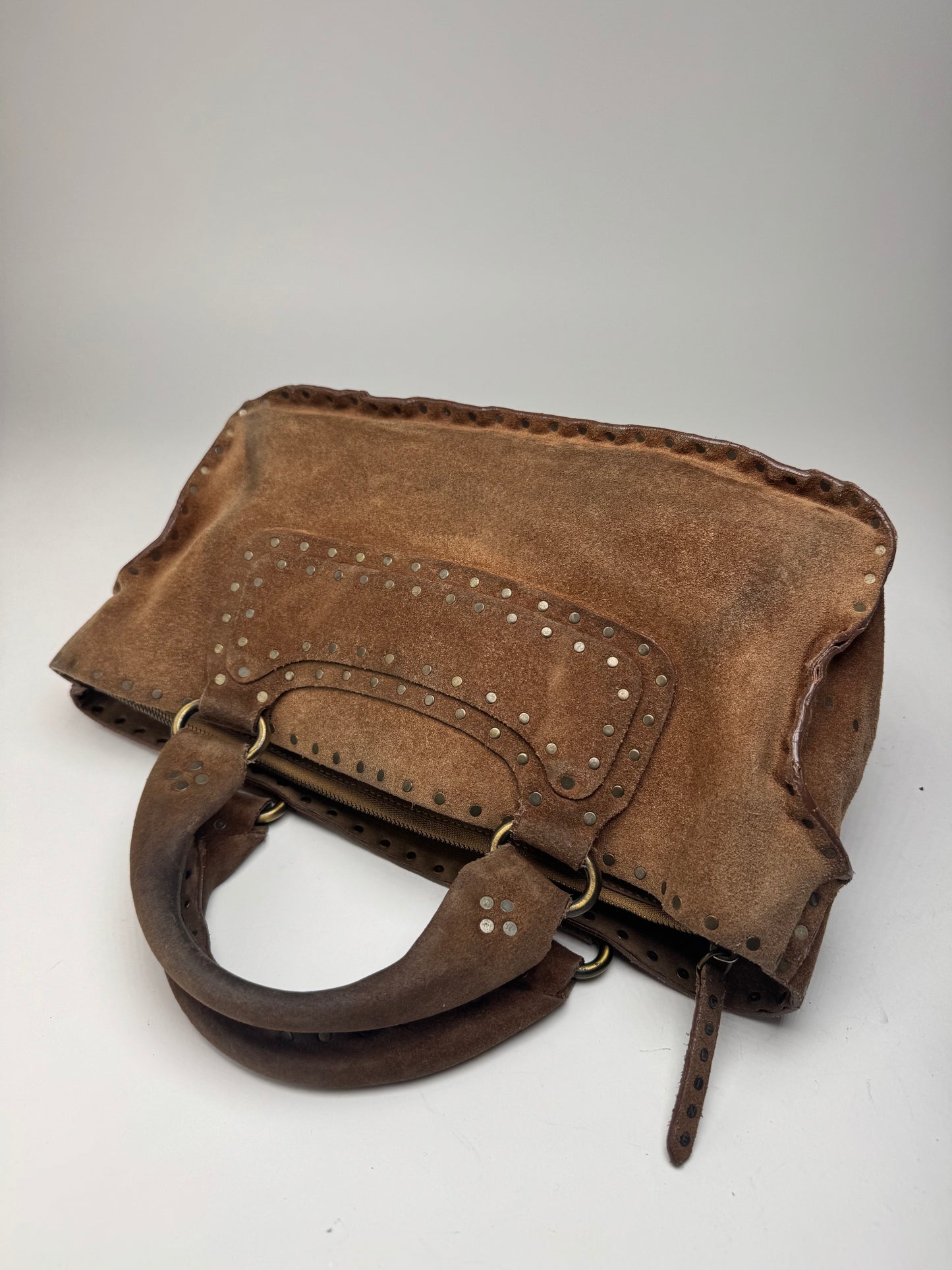 Sac Boogie clouté en daim vintage Celine Paris marron