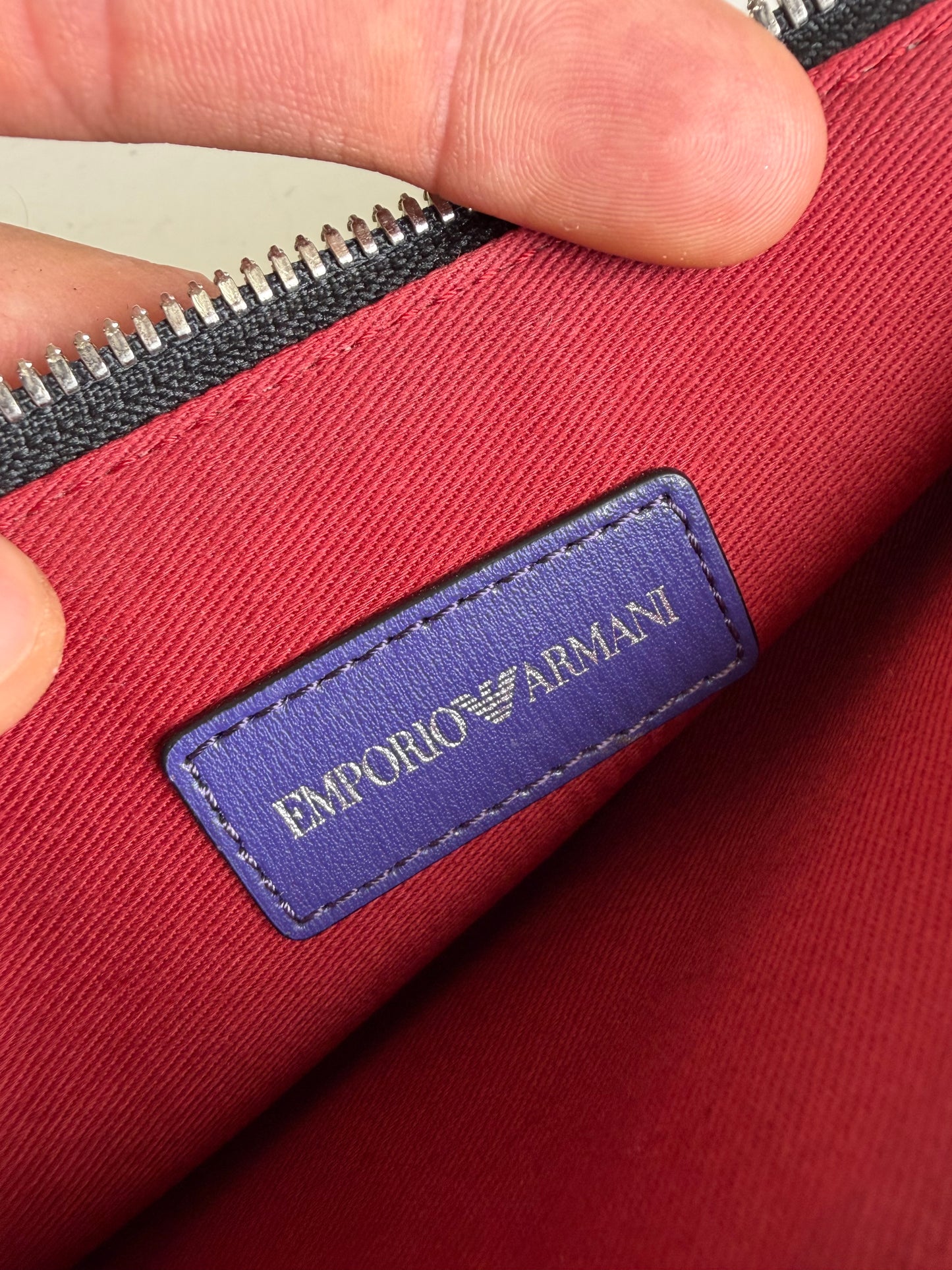Vintage Emporio Armani Leather Clutch Purple Black Yellow