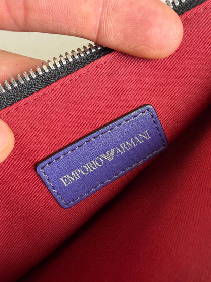 Vintage Emporio Armani Leather Clutch Purple Black Yellow