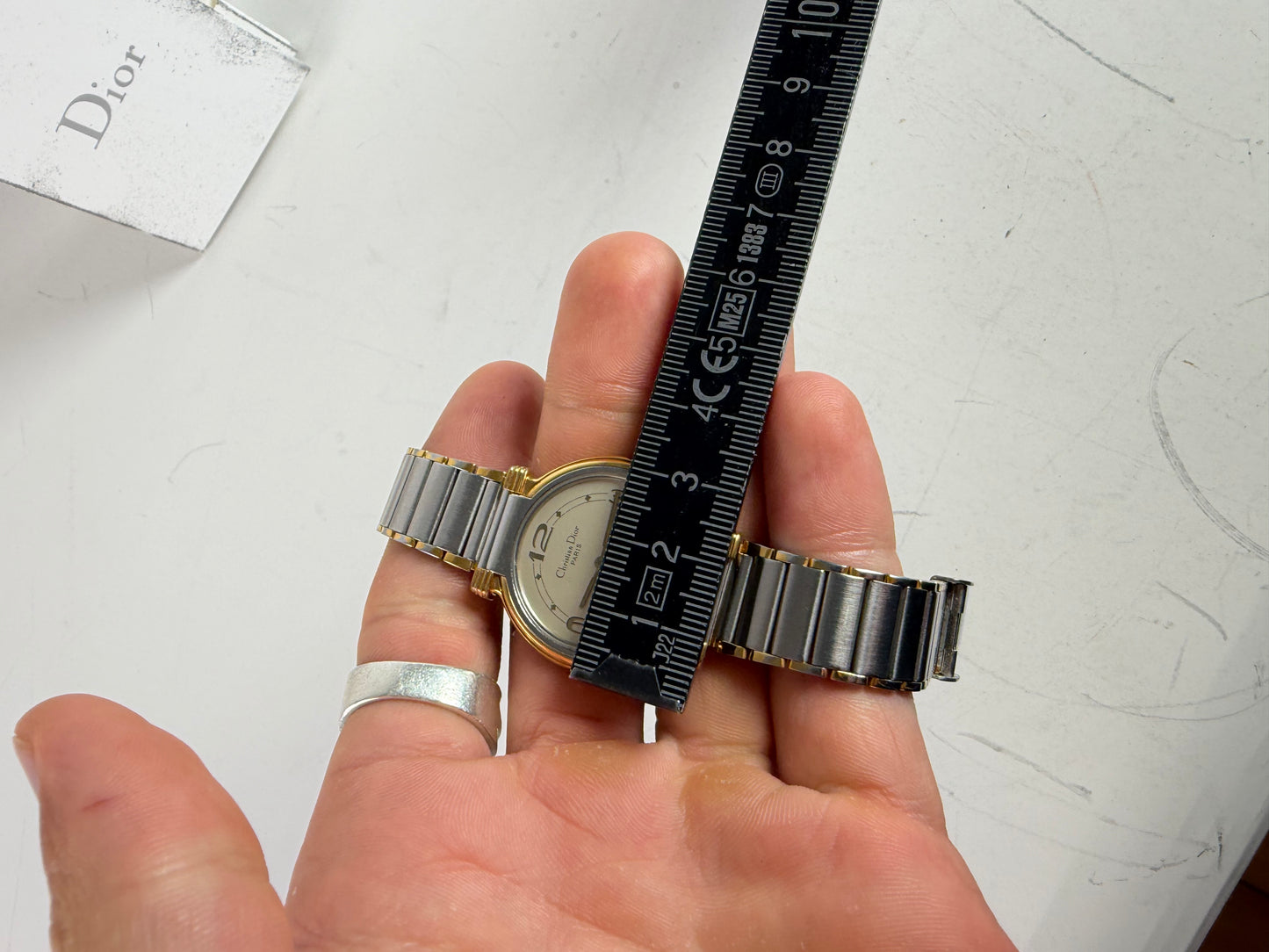 Vintage Dior Stainless Steel Bracelet Watch Silver Gold
