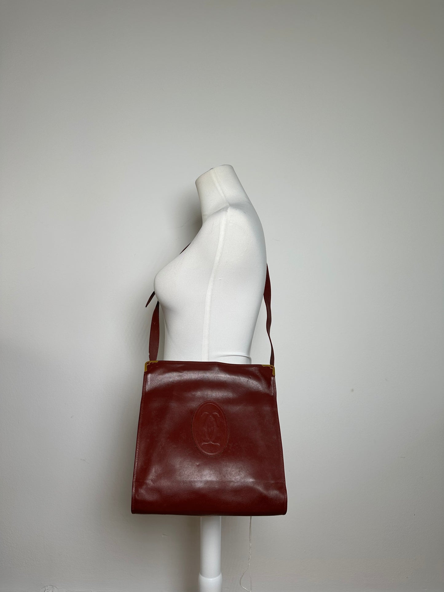 Vintage Cartier Must de Cartier Shoulder Bag Leather Bordeaux