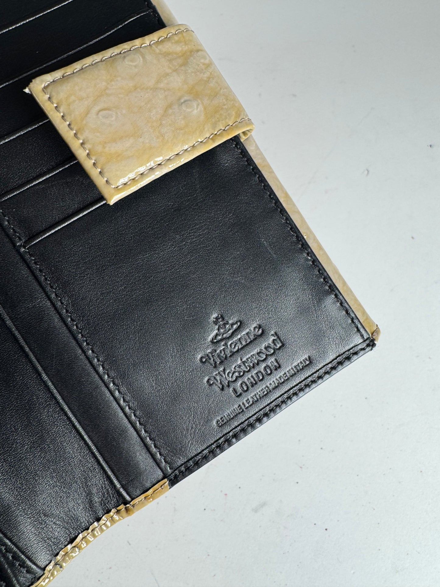 Vintage Vivienne Westwood Patent Ostrich Leather Wallet Brown