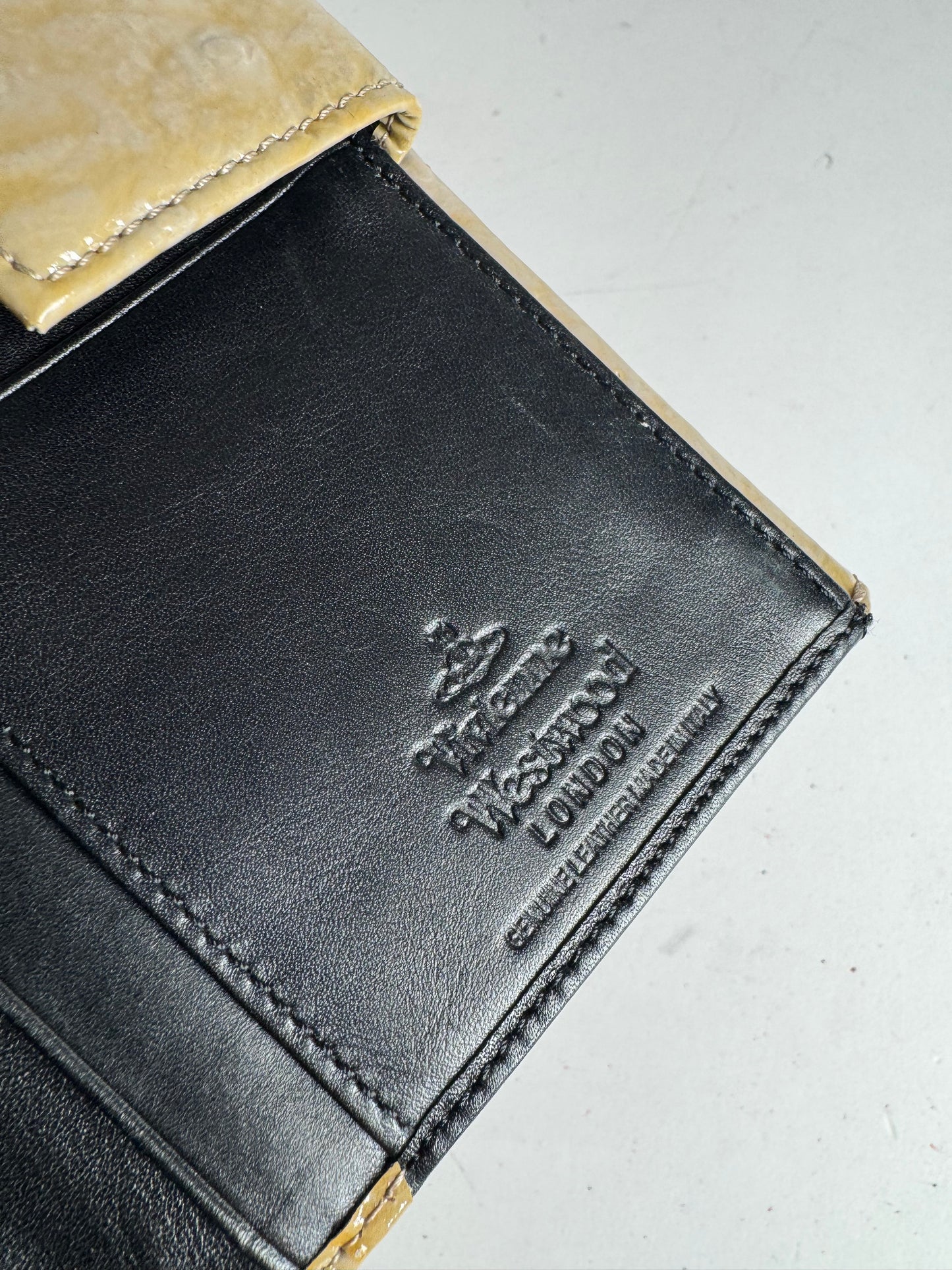 Vintage Vivienne Westwood Patent Ostrich Leather Wallet Brown