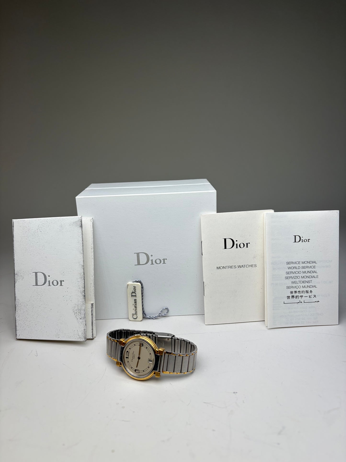 Vintage Dior Stainless Steel Bracelet Watch Silver Gold