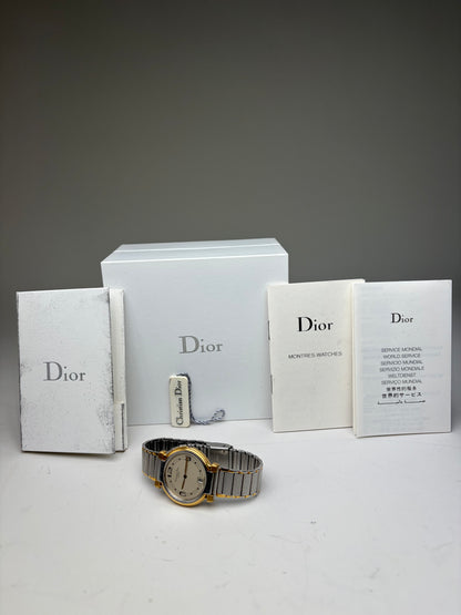 Vintage Dior Stainless Steel Bracelet Watch Silver Gold
