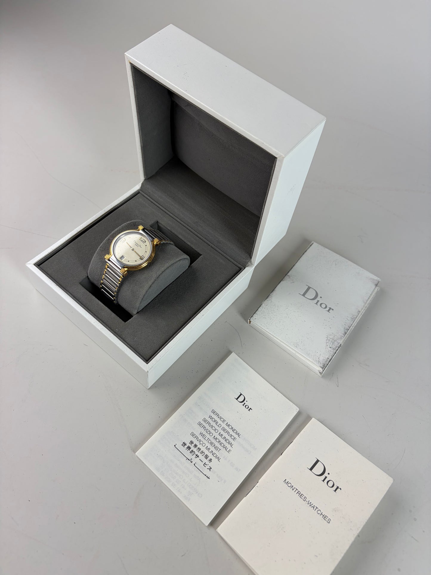Vintage Dior Stainless Steel Bracelet Watch Silver Gold