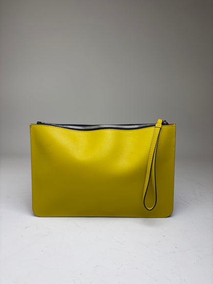 Vintage Emporio Armani Leather Clutch Purple Black Yellow