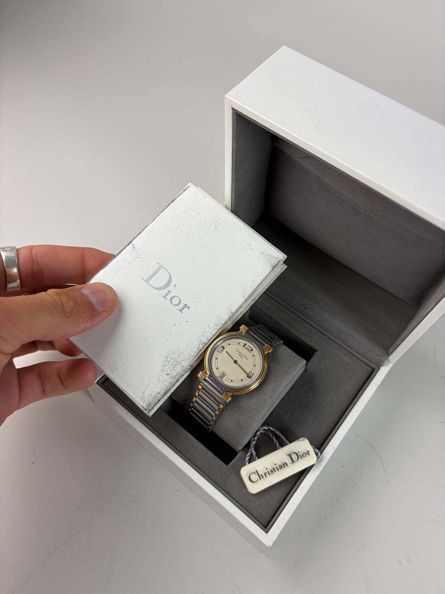 Vintage Dior Stainless Steel Bracelet Watch Silver Gold