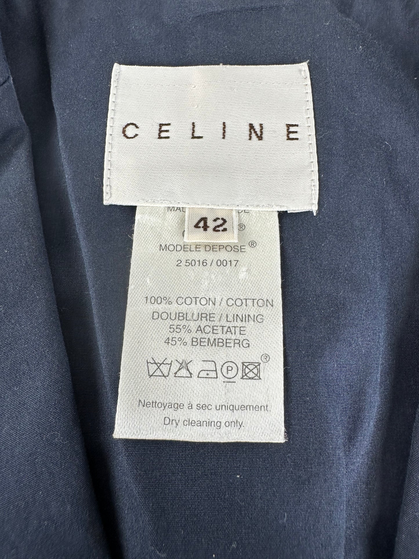 Vintage Celine Cotton Blazer Navy Blue M