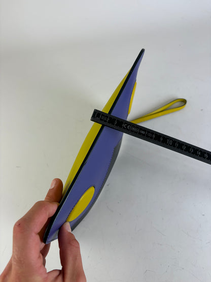 Vintage Emporio Armani Leather Clutch Purple Black Yellow