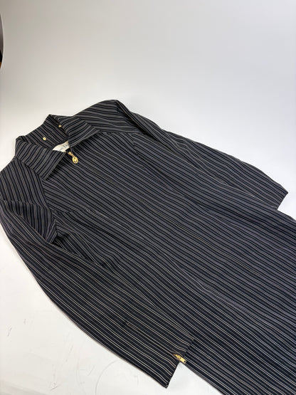 Vintage Dior Striped Cotton Dress Black White Gold M