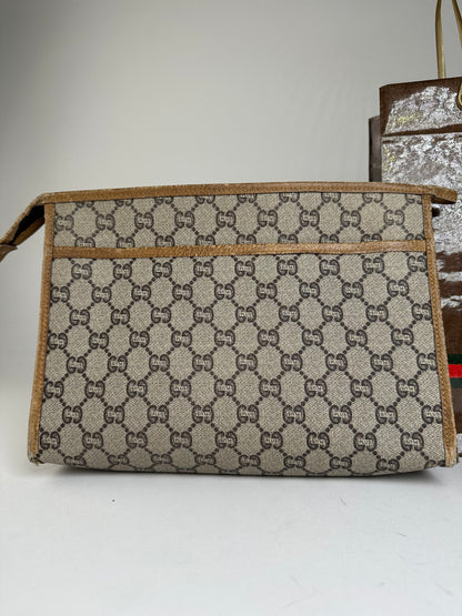 Vintage Gucci GG Plus Canvas Clutch Beige