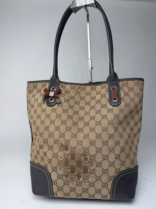 Vintage Gucci Monogram Leather Bag beige Brown