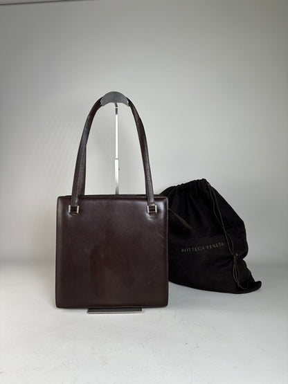Vintage Bottega Veneta Nappa Leather Tote Dark Brown