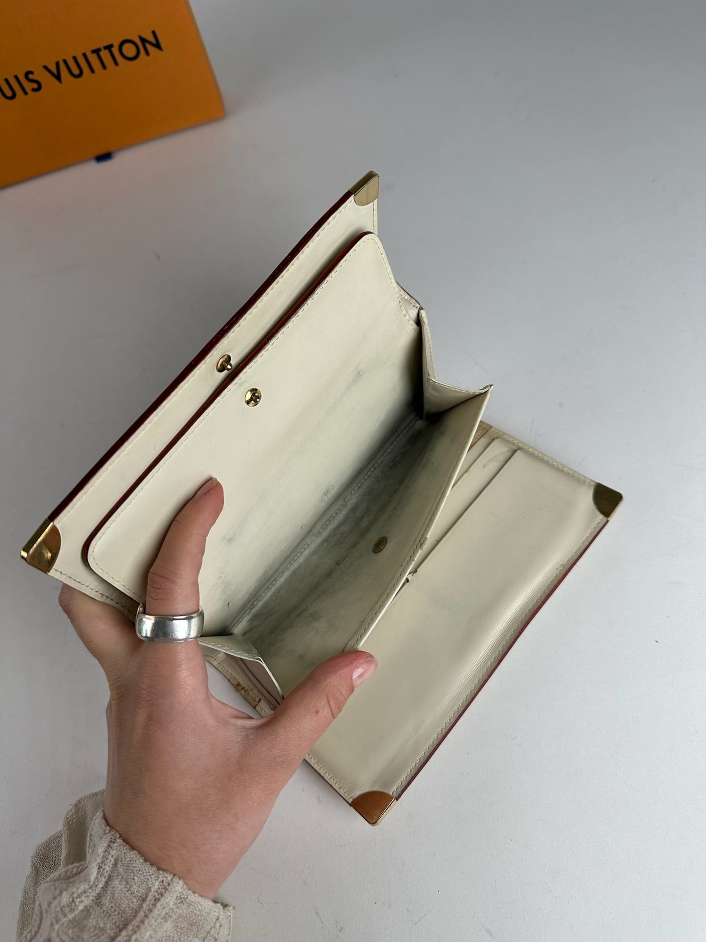 Vintage Louis Vuitton leather wallet white