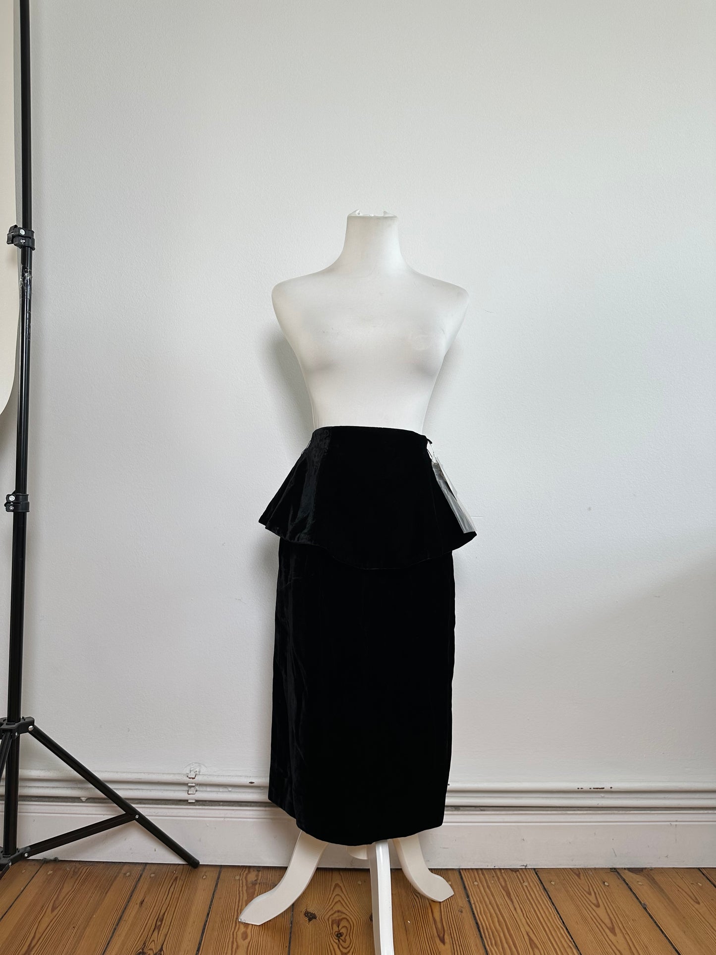 Vintage Dior Velvet Snap Skirt Black Silver