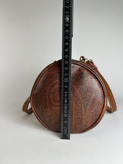 Vintage Etro Paisley Monogram Leather Bowling Bag