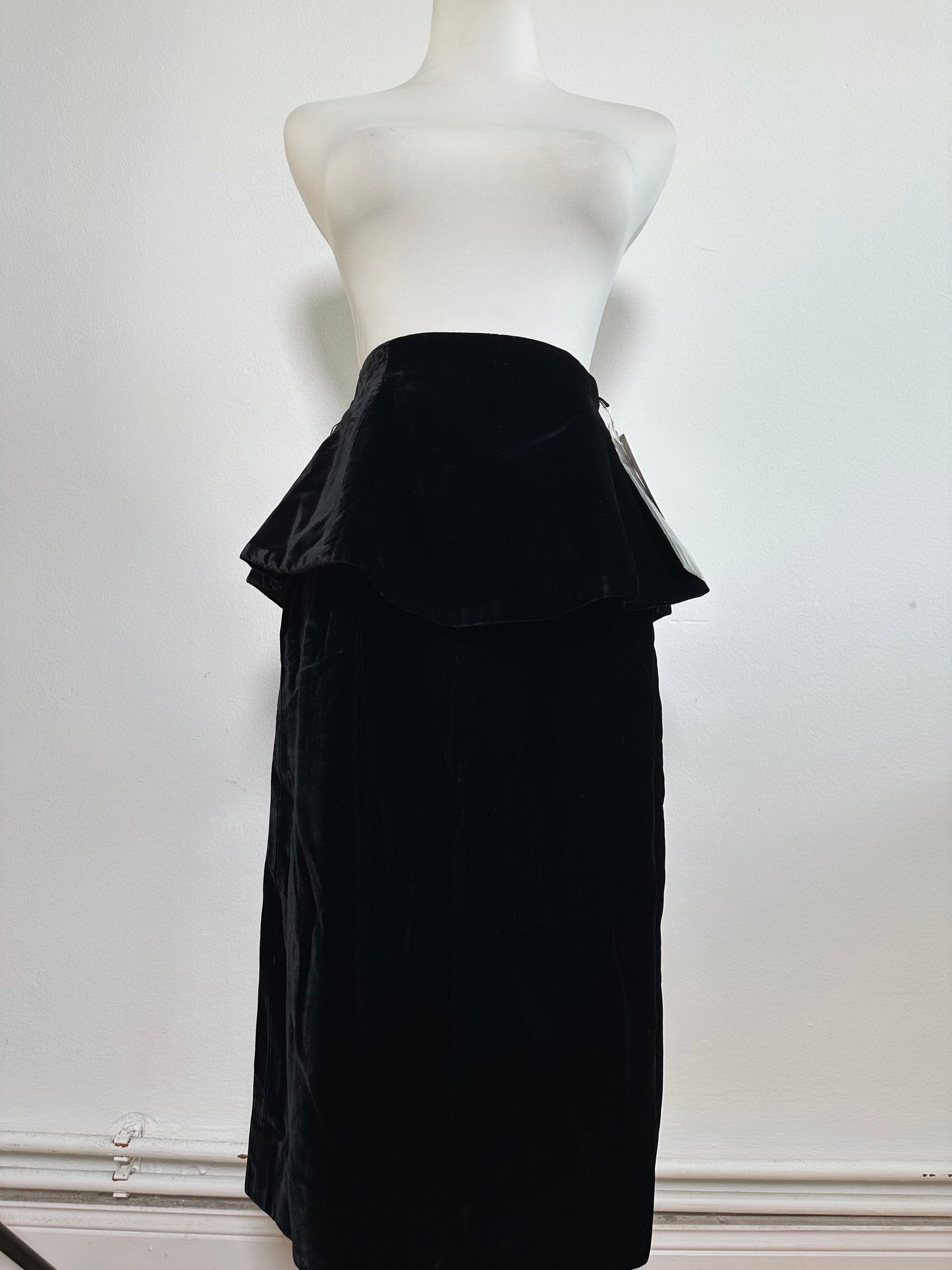 Vintage Dior Velvet Snap Skirt Black Silver