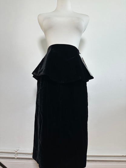 Vintage Dior Velvet Snap Skirt Black Silver