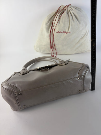 Vintage Salvatore Ferragamo Sofia Saffiano Leather Bag c. 2010 Light Grey