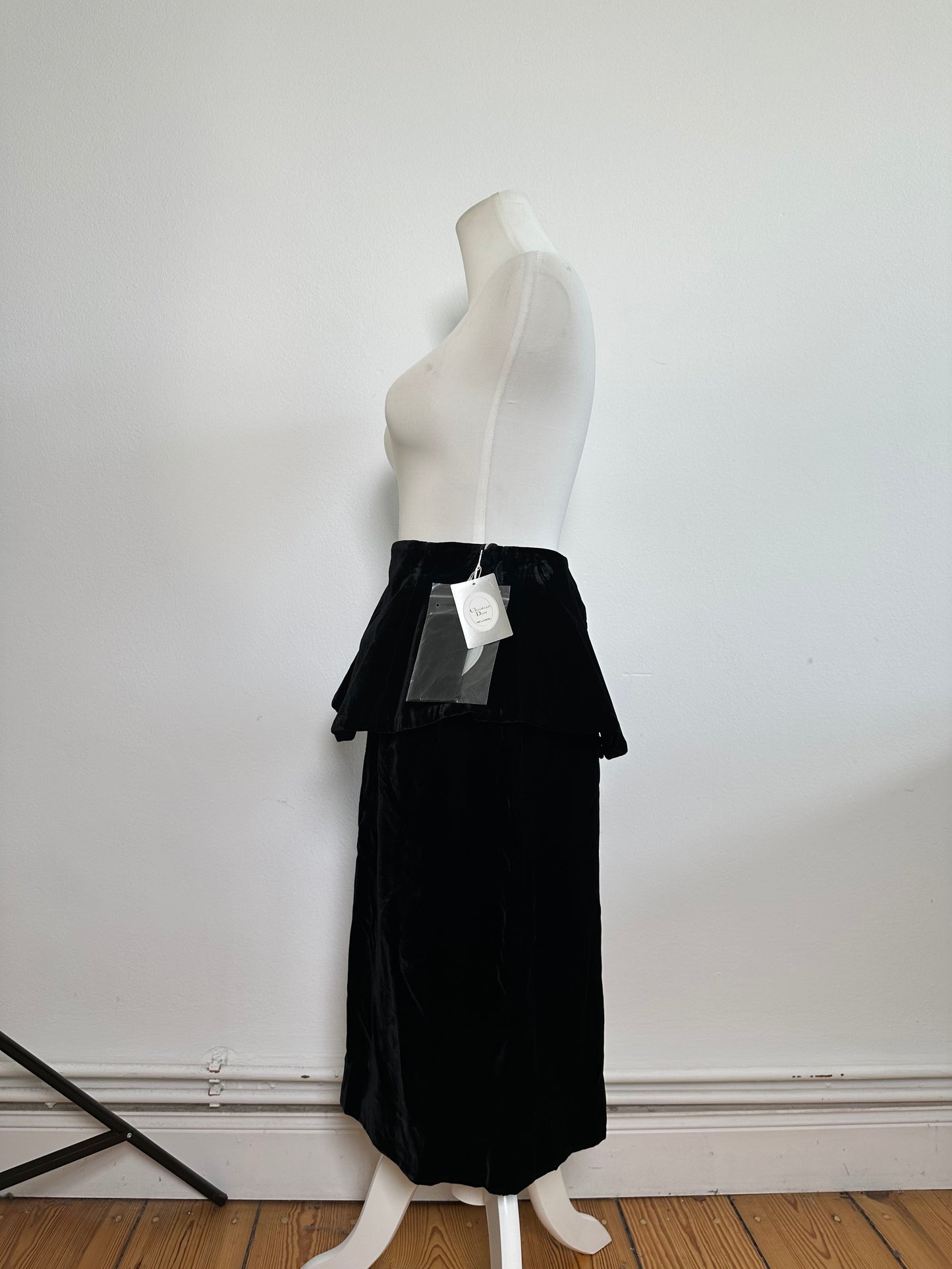 Vintage Dior Velvet Snap Skirt Black Silver