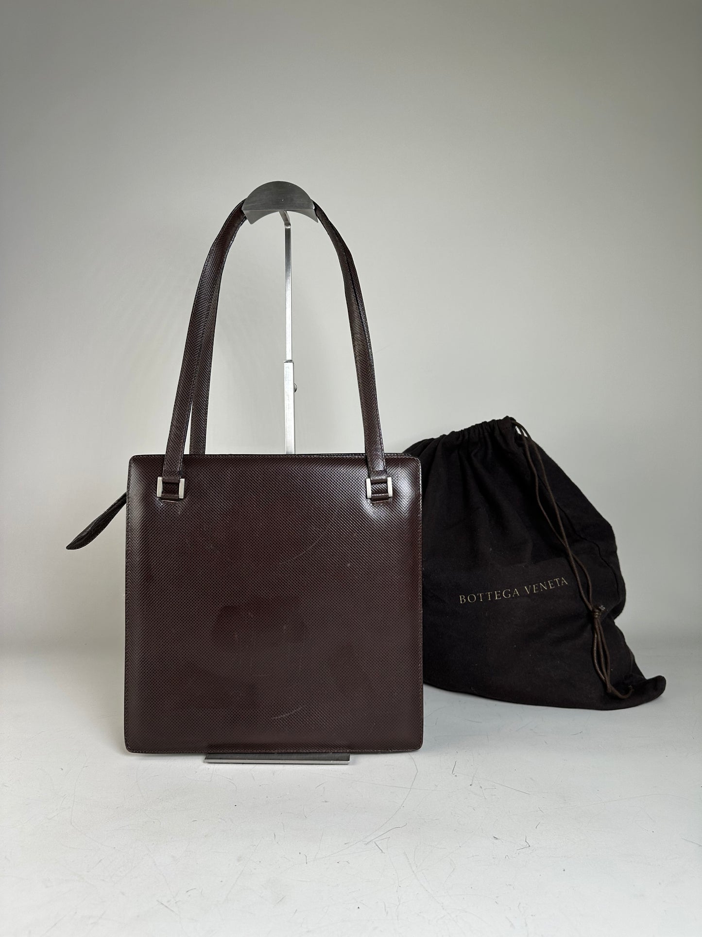 Vintage Bottega Veneta Nappa Leather Tote Dark Brown