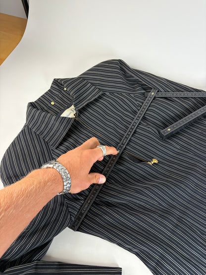 Vintage Dior Striped Cotton Dress Black White Gold M
