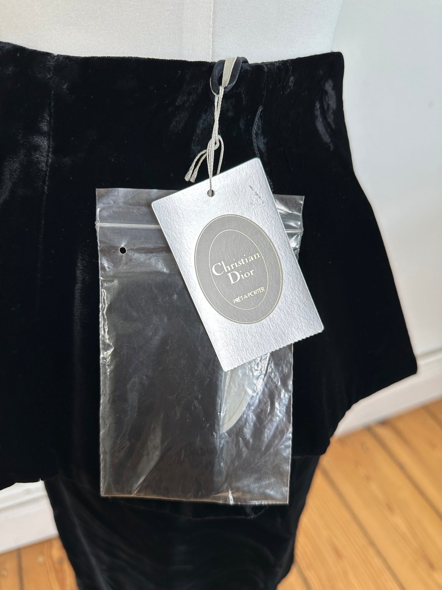 Vintage Dior Velvet Snap Skirt Black Silver