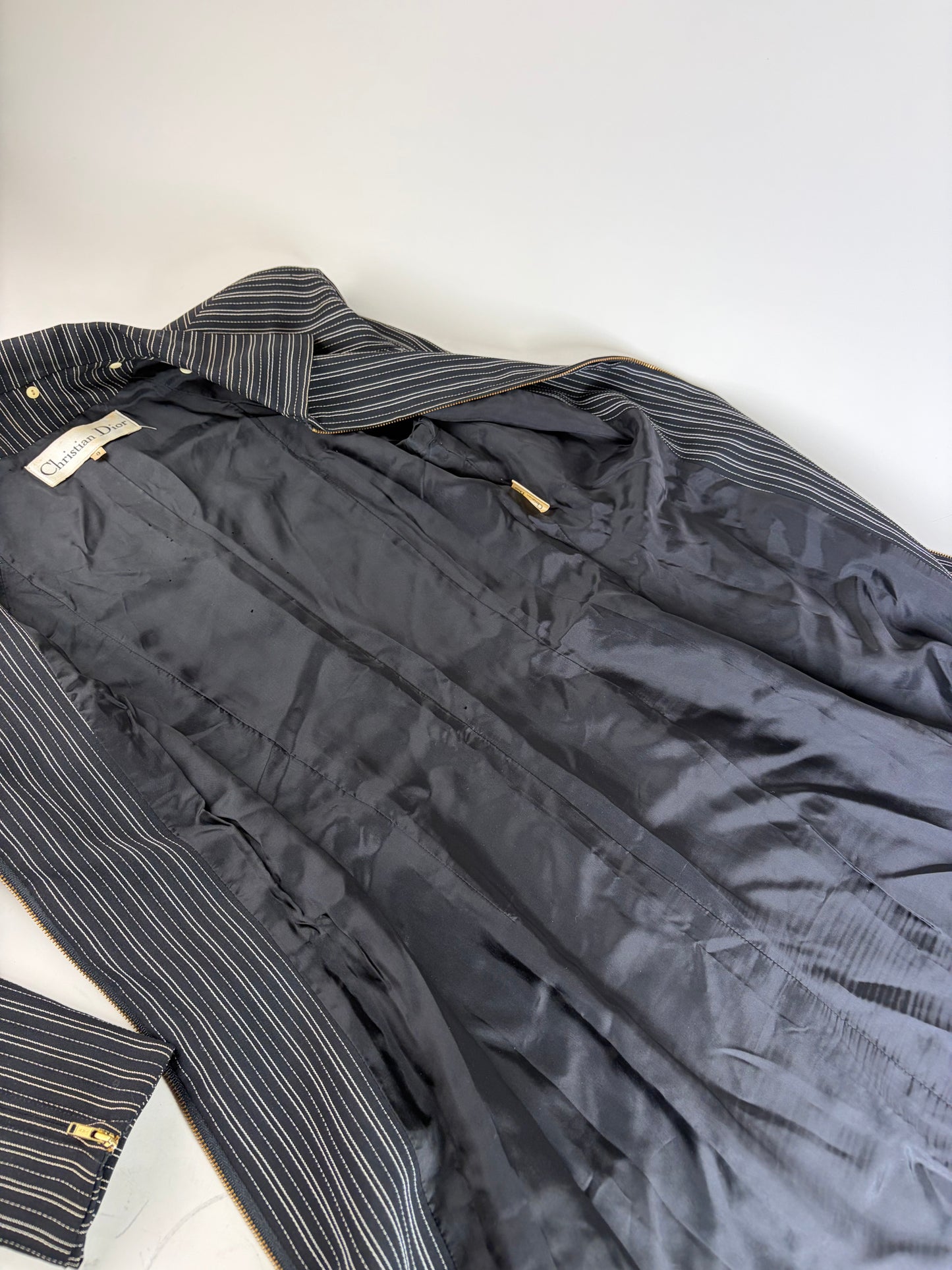 Vintage Dior Striped Cotton Dress Black White Gold M